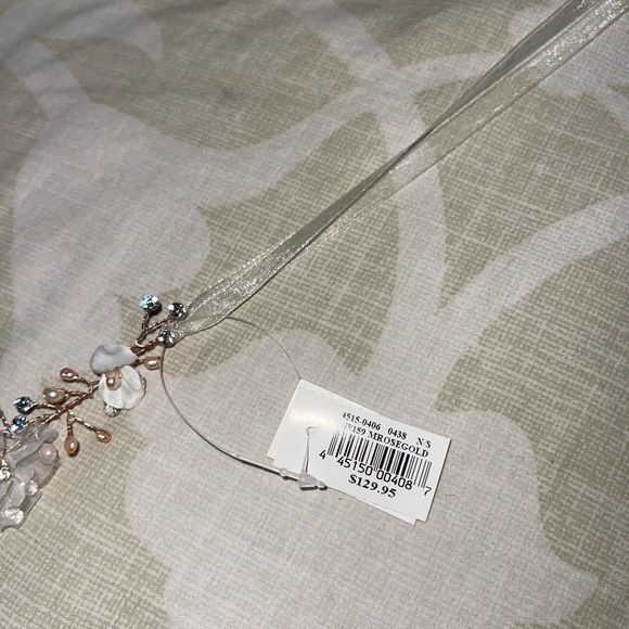 David’s Bridal Rose Gold flower head band piece with rhinestones - Picture 1 of 7